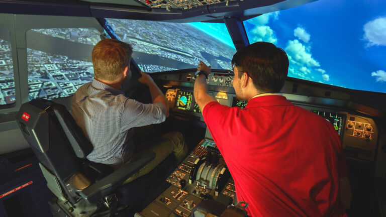 Flugsimulator – Motiv des Buchungsanbieters