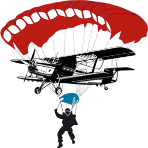 Logo des OFC Altenburg mit Fallschirm und Antonov-Doppeldecker
